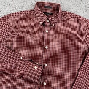Banana Republic Shirt Mens Medium Red Blue Slim Flex Fit Tech Stretch Plaid
